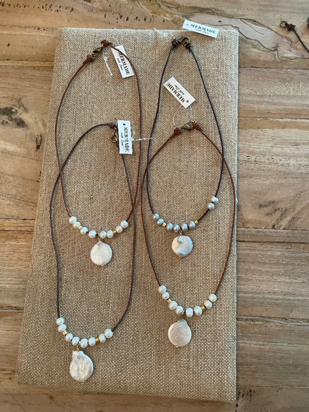 Pearl and leather necklace